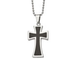 Men's Stainless Steel Carbon Fiber Cross Inlay Necklace with Chain